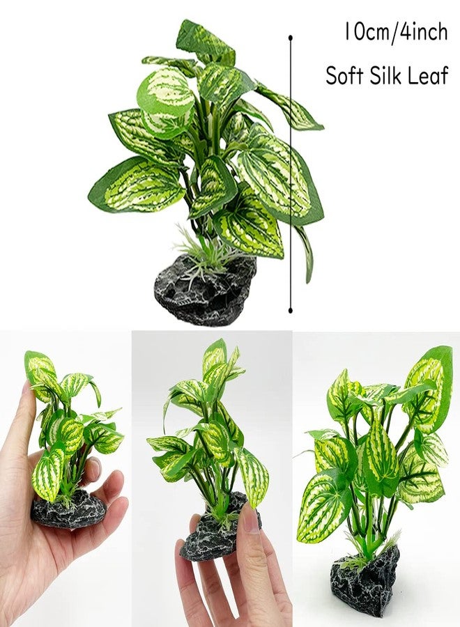 Smoothedo-Pets Aquarium Plants Betta Fish Tank Decorations 4inch/2pcs Soft Silk Artificial Plant Goldfish Waterscape Fish Hides Snake Tank/Reptiles Plants (B-3pcs Set) - Image 4